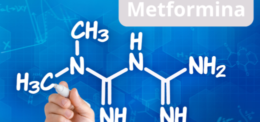 Wzór chemiczny metforminy i duży napis "Metformina"